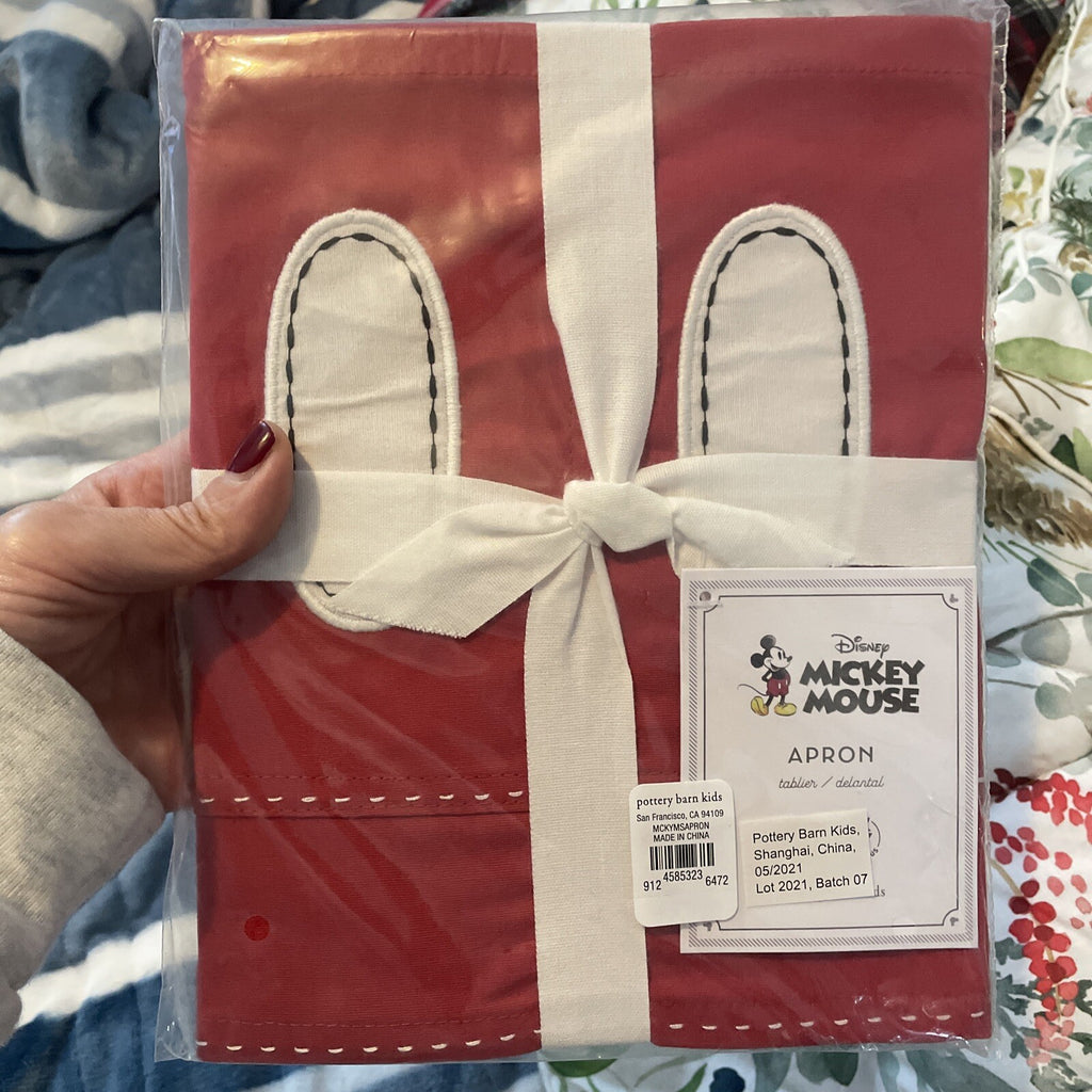 Pottery Barn disney Mickey Mouse holiday Apron Birthday gift school party ?? `