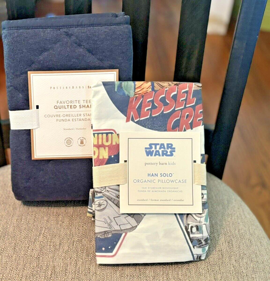 Pottery Barn Star Wars holiday Disney Kid Solo gift bed pillow SET 2 `