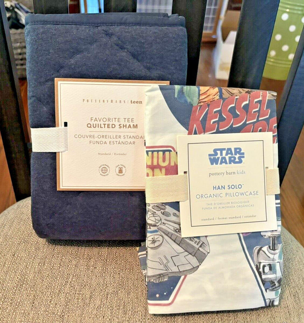 Pottery Barn Star Wars holiday Disney Kid Solo gift bed pillow SET 2 `
