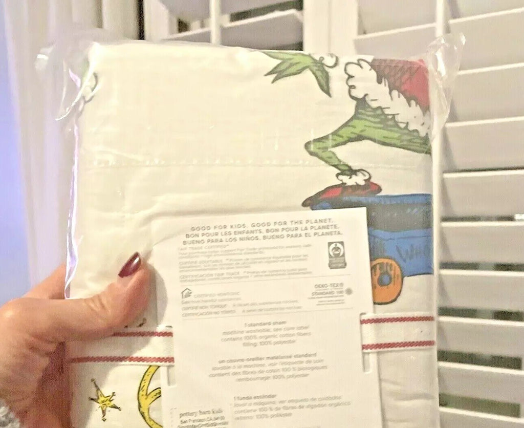 Disney Pottery Barn Grinch hpillow Sham Dr Seuss Holiday Gift party `