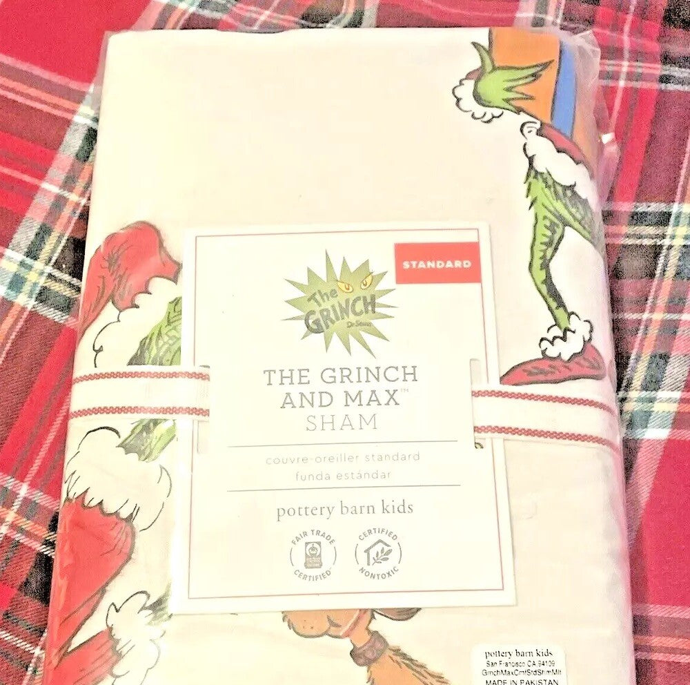 Disney Pottery Barn Grinch hpillow Sham Dr Seuss Holiday Gift party `