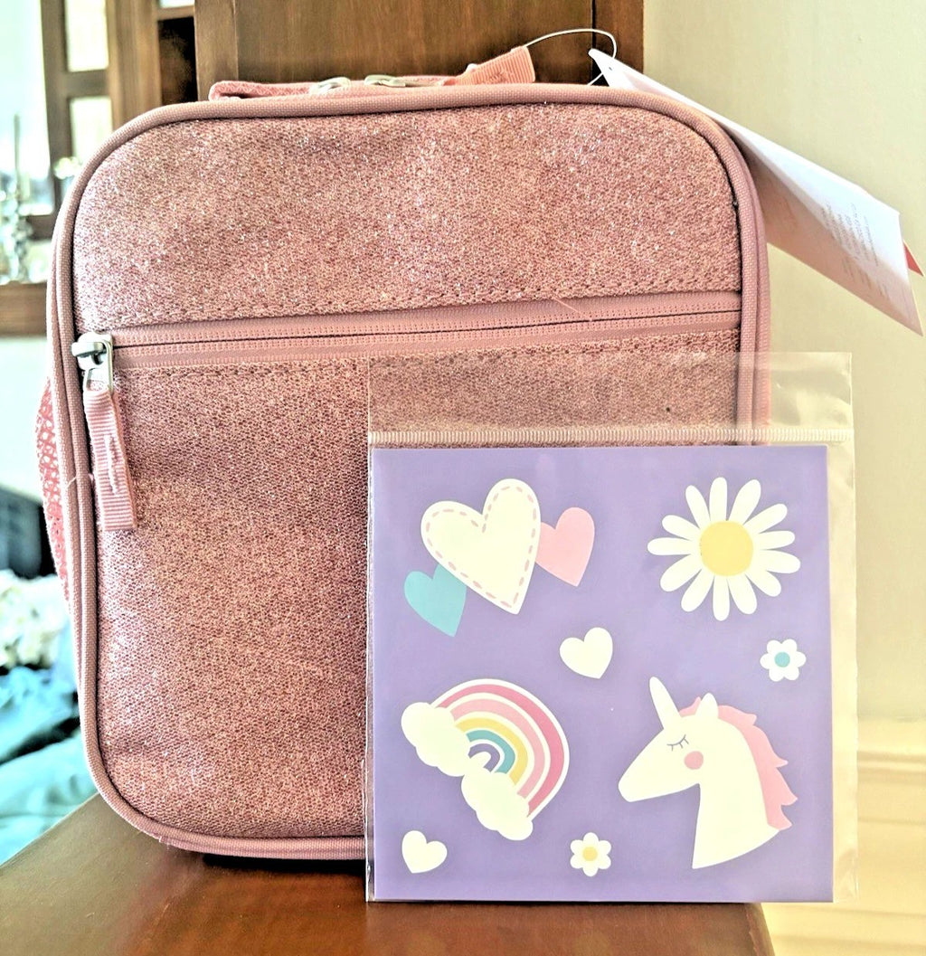 Pottery Barn School Disney glitter BACKPACK +LUNCH bag +Water Travel girl gold -
