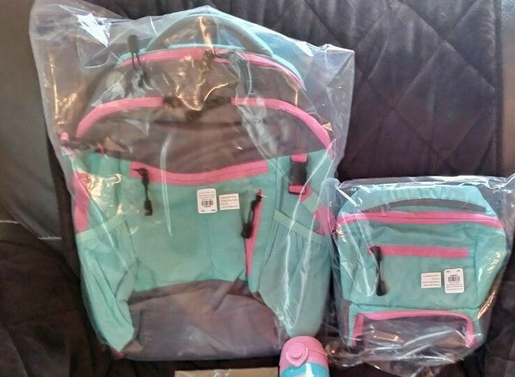 Pottery barn School Large backpack+Lunch Bag rainbow star holiday gift sport Set