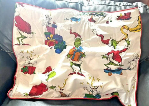 Disney Pottery Barn GRINCH Christmas pillow Sham Dr Seuss Holiday party kid =