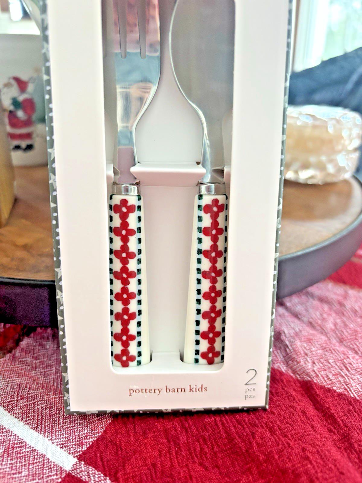 Pottery Barn Christmas Utensil set holiday party Disney travel school Riley red