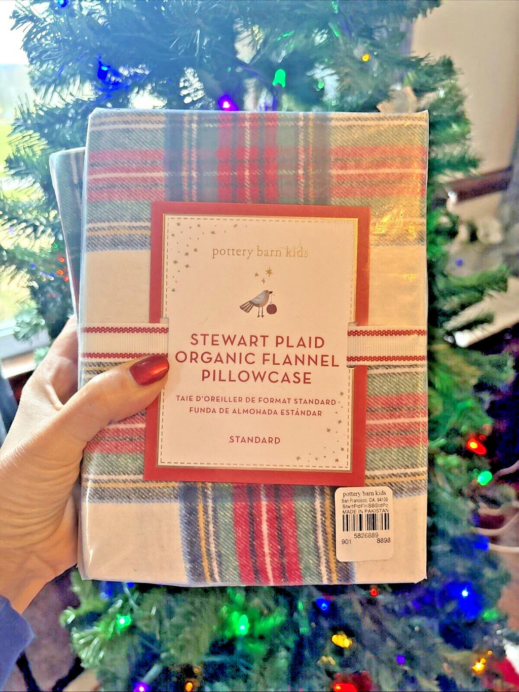 Pottery Barn holiday PLAID Pillowcase gift party Christmas kid Stewart disney y