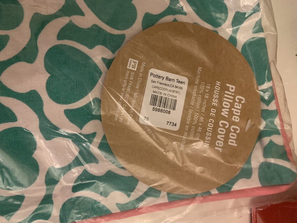Pottery Barn pillow cover school girl beach TURTLE HEART gift ocean sea Disney