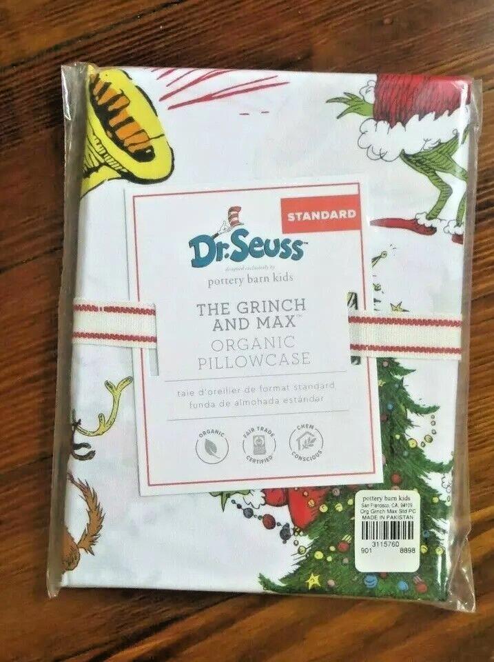 Pottery Barn GRINCH RUDOLPH Santa Christmas Seuss kid holiday Pillowcase SET 2