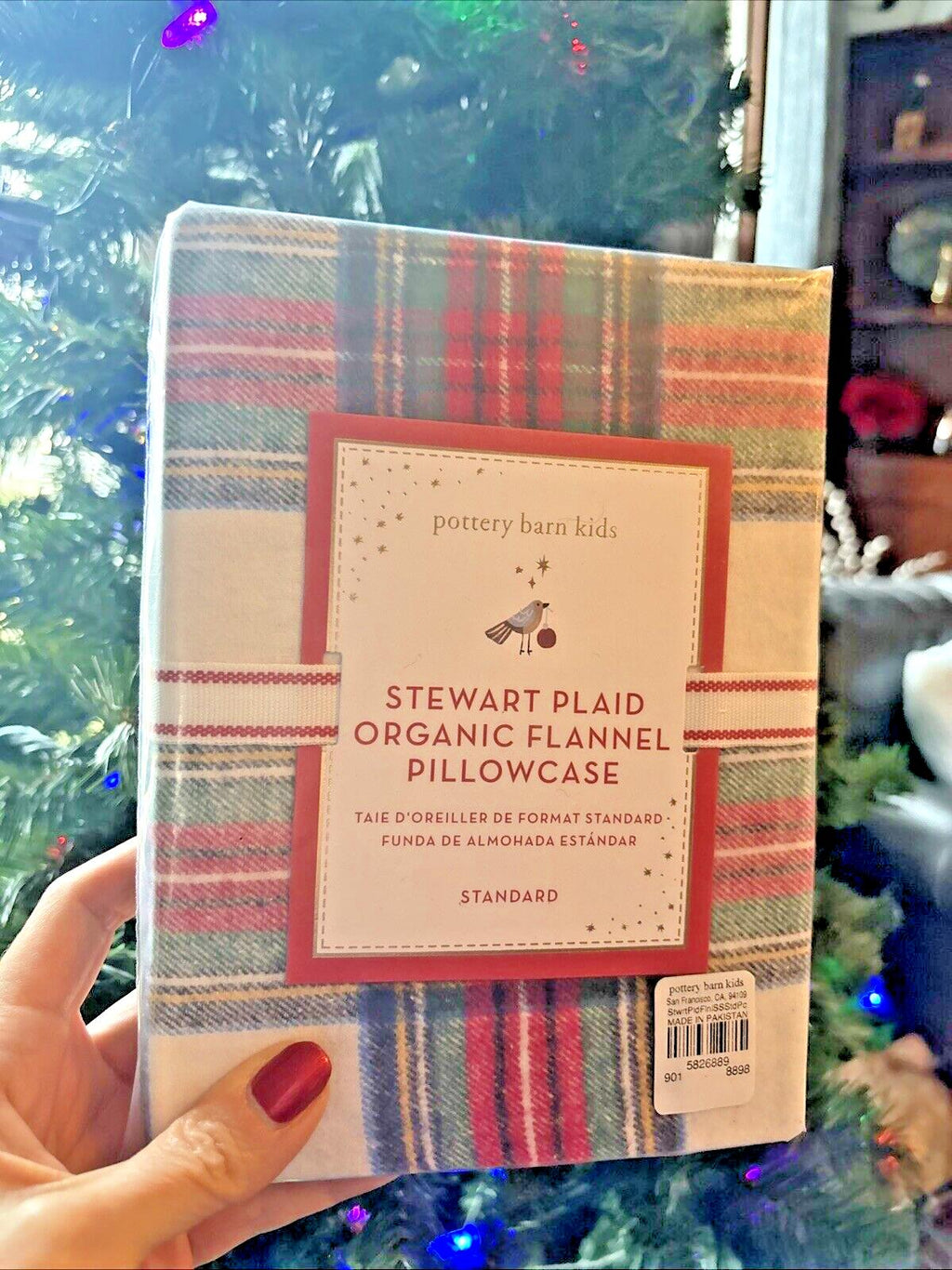 Pottery Barn holiday PLAID Pillowcase gift party Christmas kid Stewart disney y