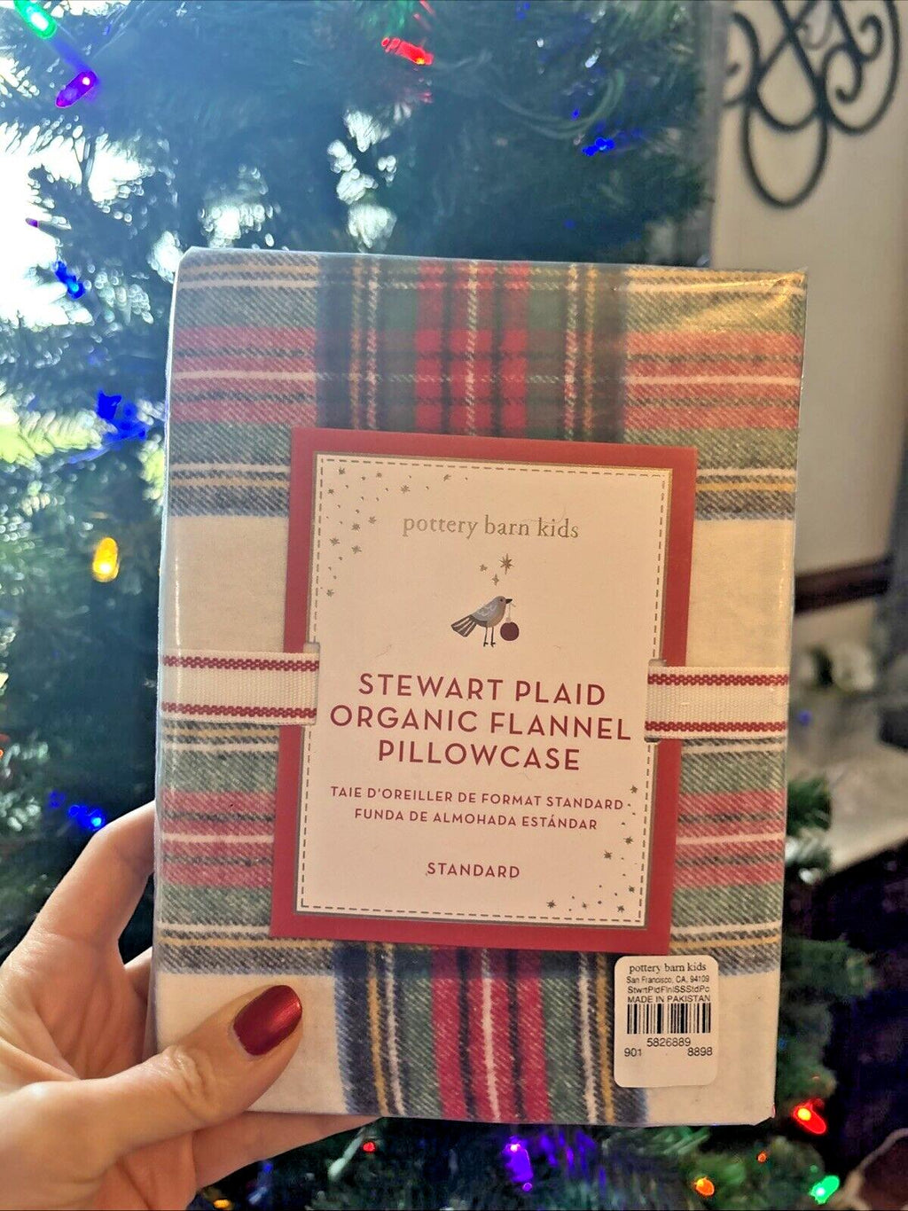Pottery Barn holiday PLAID Pillowcase gift party Christmas kid Stewart disney y
