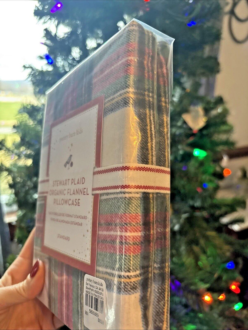 Pottery Barn holiday PLAID Pillowcase gift party Christmas kid Stewart disney y