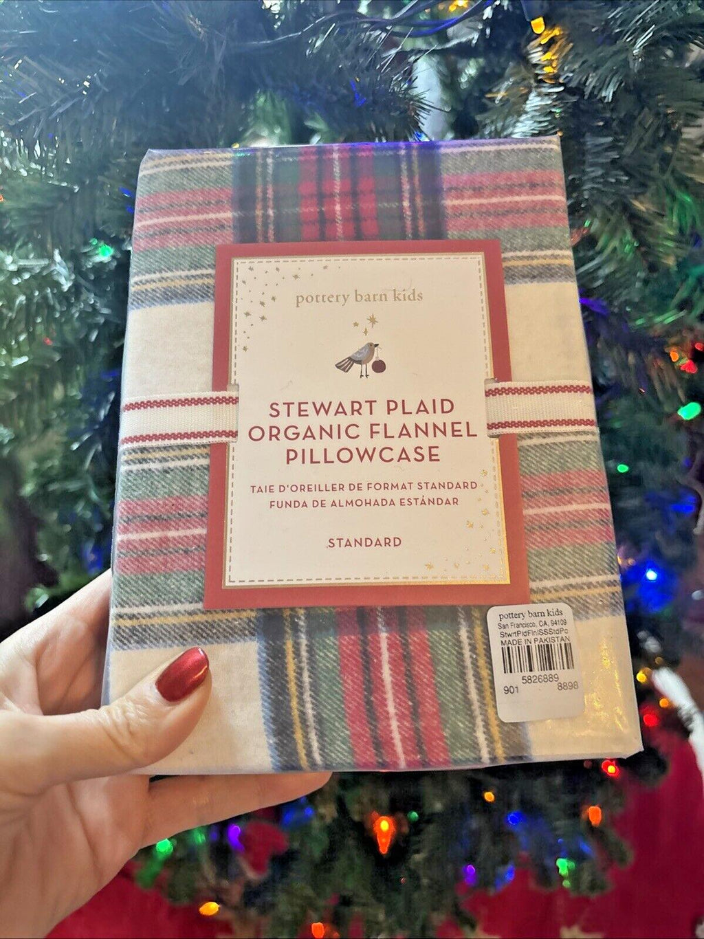 Pottery Barn holiday PLAID Pillowcase gift party Christmas kid Stewart disney y