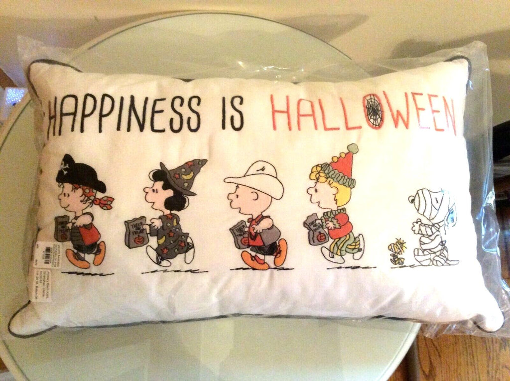 Disney Snoopy Pottery Barn Peanuts holiday Pillow School halloween 12x20 Gift =