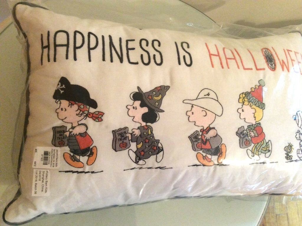 Disney Snoopy Pottery Barn Peanuts holiday Pillow School halloween 12x20 Gift =