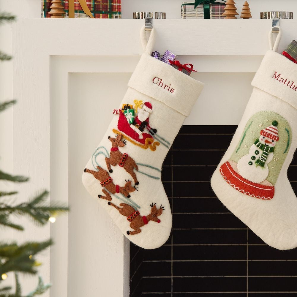 Pottery Barn Holiday Christmas stocking Santa Felt Reindeer Party Disney kid ,