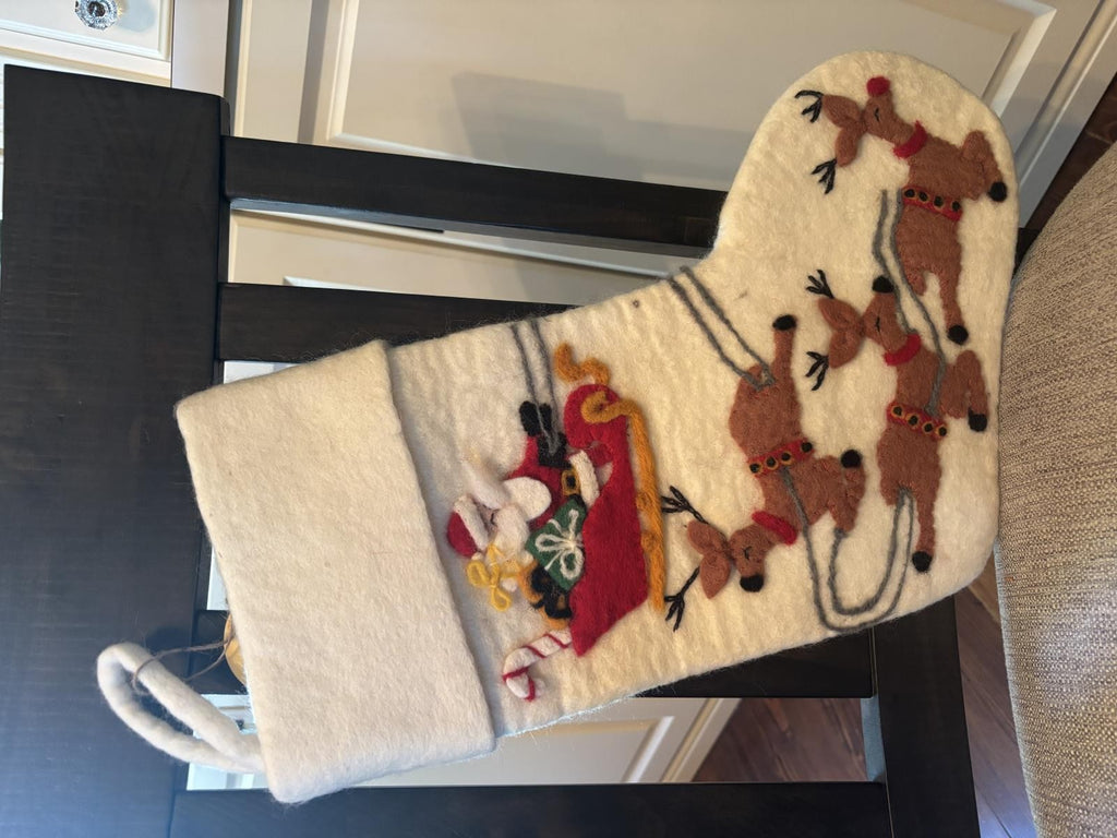Pottery Barn Holiday Christmas stocking Santa Felt Reindeer Party Disney kid ,