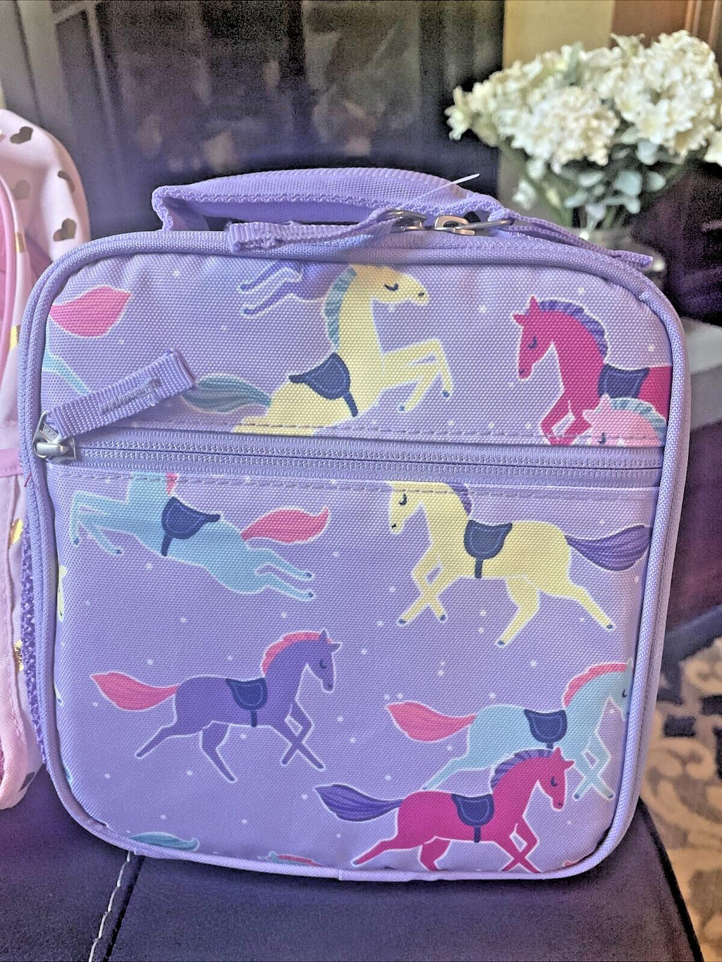 Pottery barn School Glitter BACKPACK Rainbow HEART + Lunch BOX Disney princess n