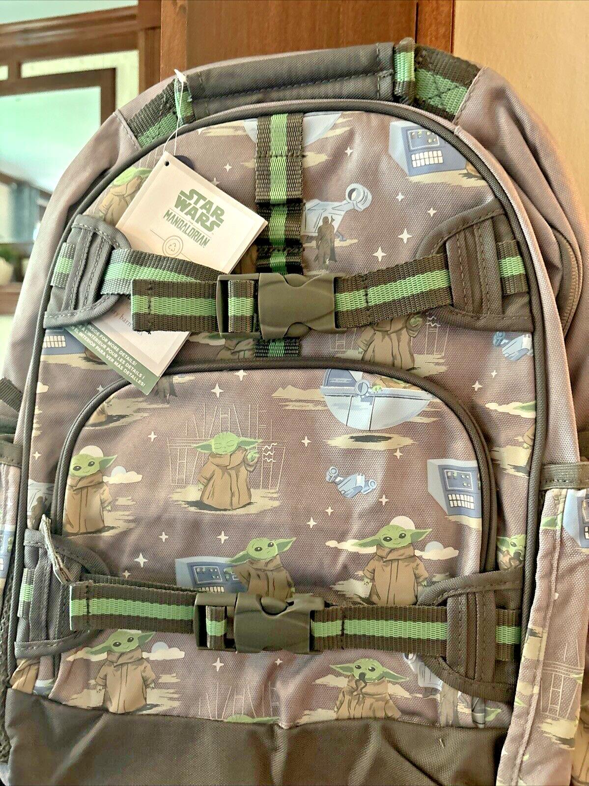 Pottery Barn Disney STAR WARS travel LARGE BACKPACK Grogu Solo Mandalorian boy .