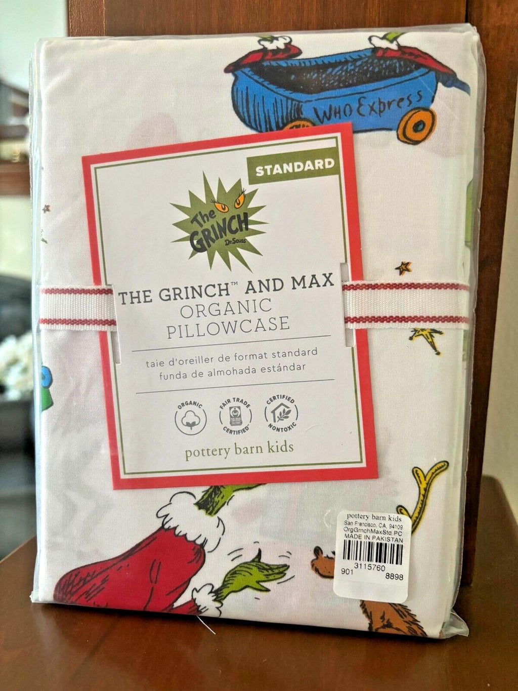Pottery Barn GRINCH RUDOLPH Santa Christmas Seuss kid holiday Pillowcase SET 2