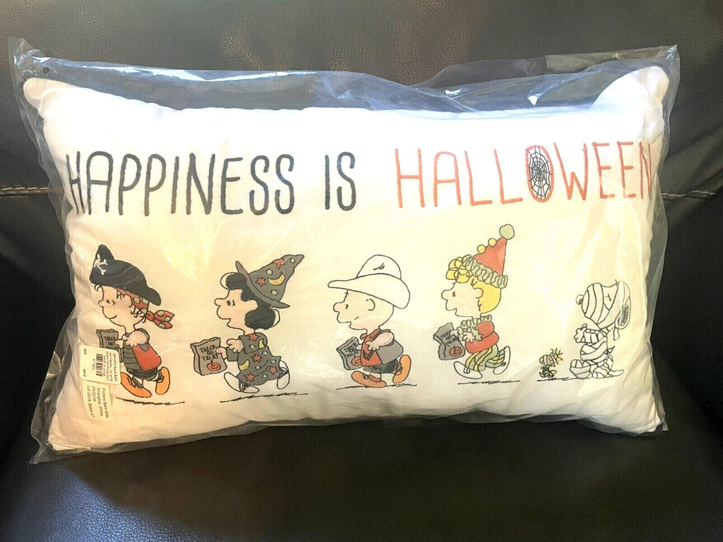 Disney Snoopy Pottery Barn Peanuts holiday Pillow School halloween 12x20 Gift =