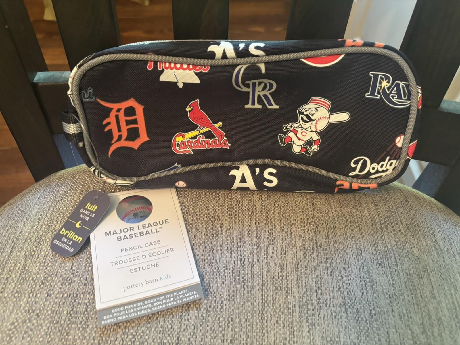 Pottery Barn School Baseball MLB sport PENCIL CASE BAG Disney travel boy team .