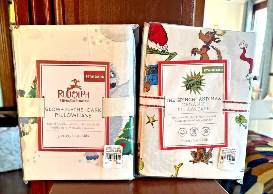 Pottery Barn GRINCH RUDOLPH Christmas Seuss Holiday gift Pillowcase Disney Set y