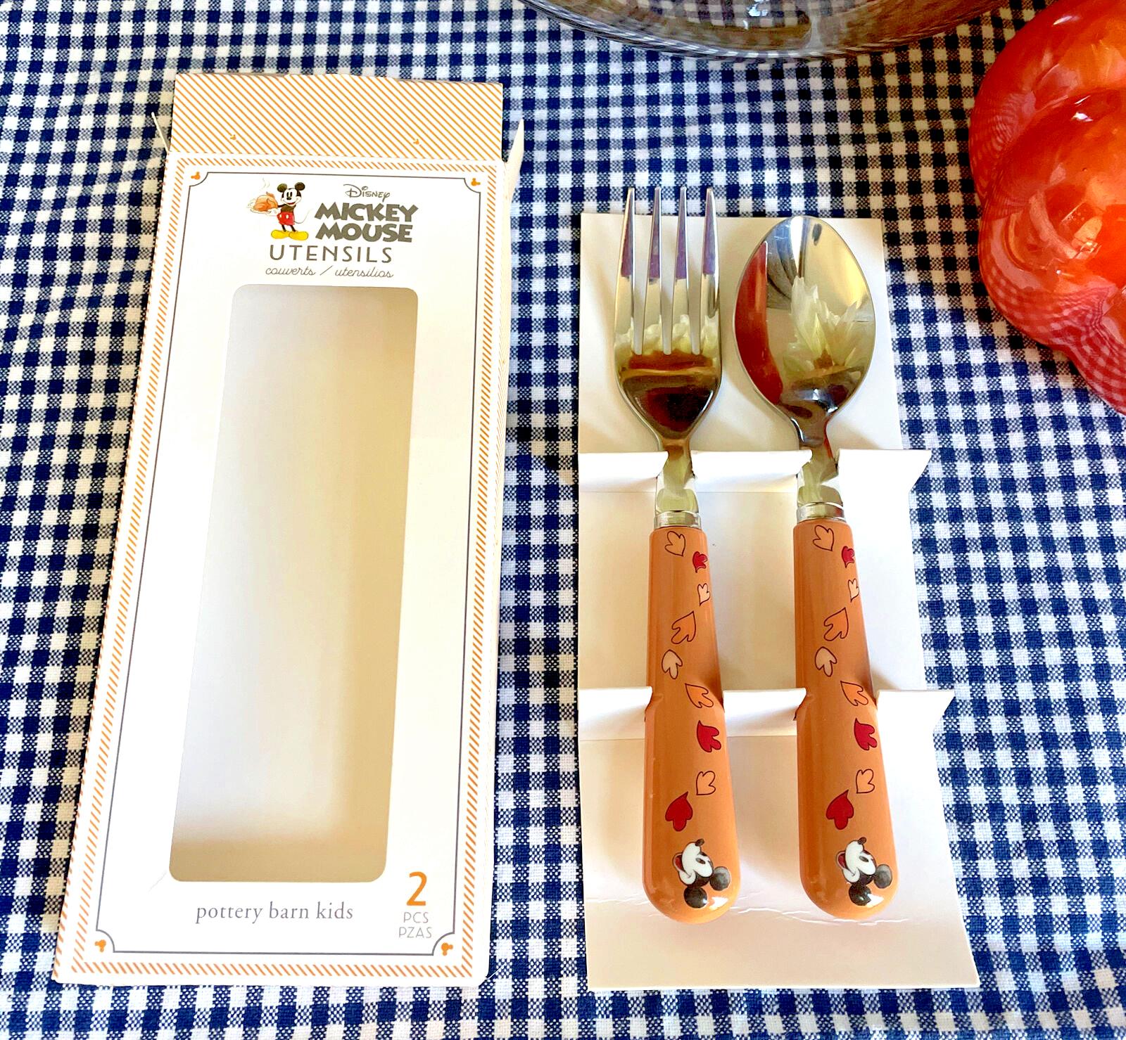 Disney school Pottery Barn Mickey Mouse holiday Thanksgiving Utensil party `
