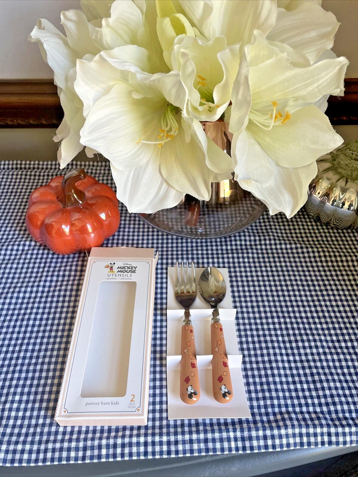 Disney school Pottery Barn Mickey Mouse holiday Thanksgiving Utensil party `