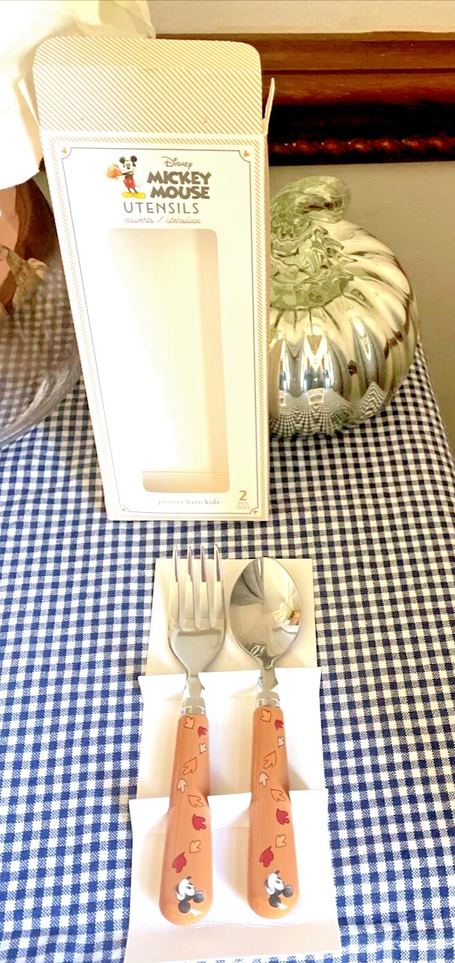 Disney school Pottery Barn Mickey Mouse holiday Thanksgiving Utensil party `