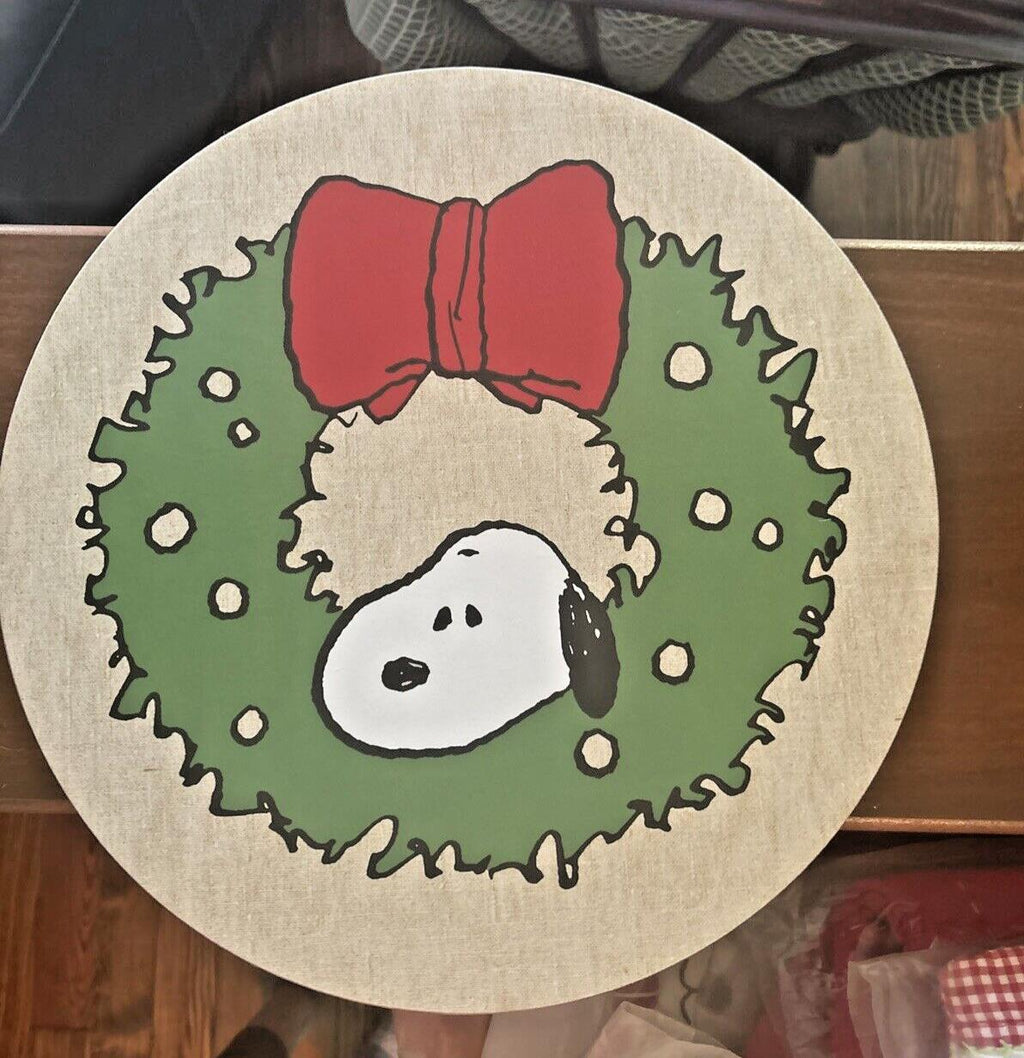 Pottery Barn Snoopy Disney Peanuts holiday Christmas party placemat kid SET 4 a