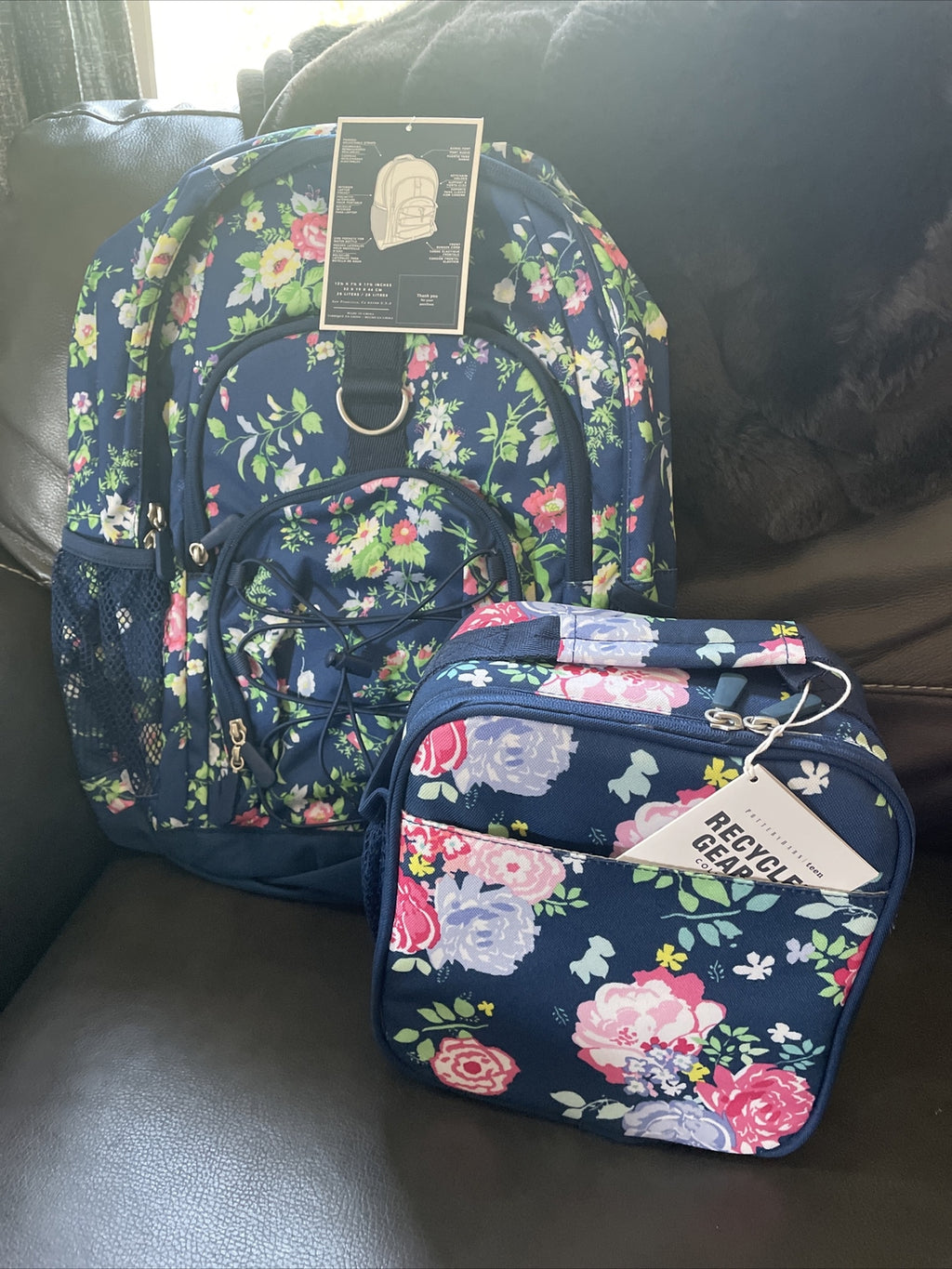 Pottery barn School Floral Large BACKPACK+Lunch Box flower teen bag girl kid .