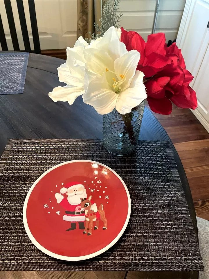 Pottery Barn holiday Christmas Rudolph santa party Disney dinner PLATE CUP SET 8