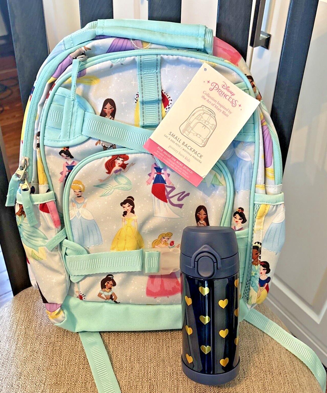 Pottery Barn School Disney BACKPACK princess+Water bottle heart Belle Travel .