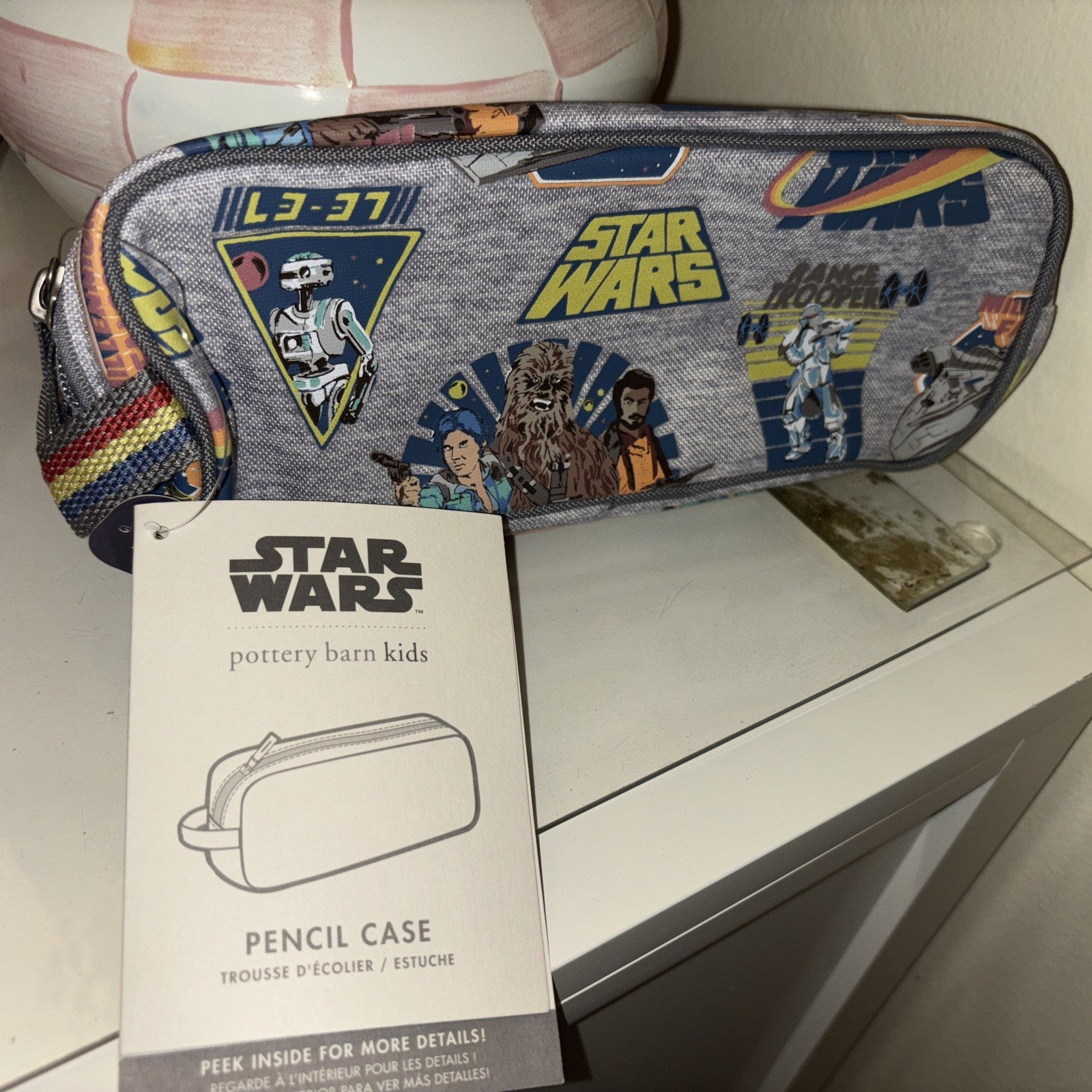 Pottery Barn School disney STAR WARS SOLO PENCIL CASE superhero Travel Bag Boy .