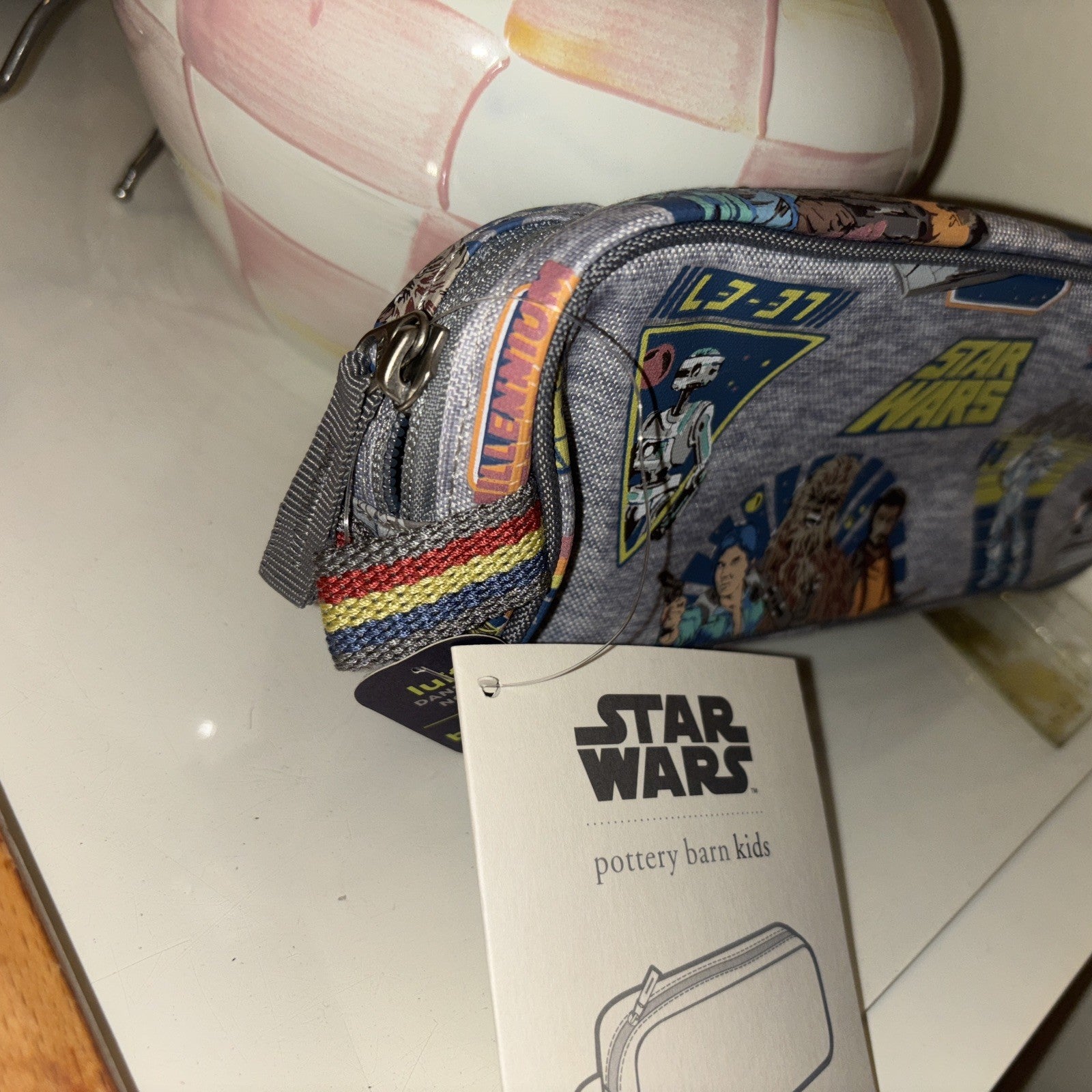 Pottery Barn School disney STAR WARS SOLO PENCIL CASE superhero Travel Bag Boy .