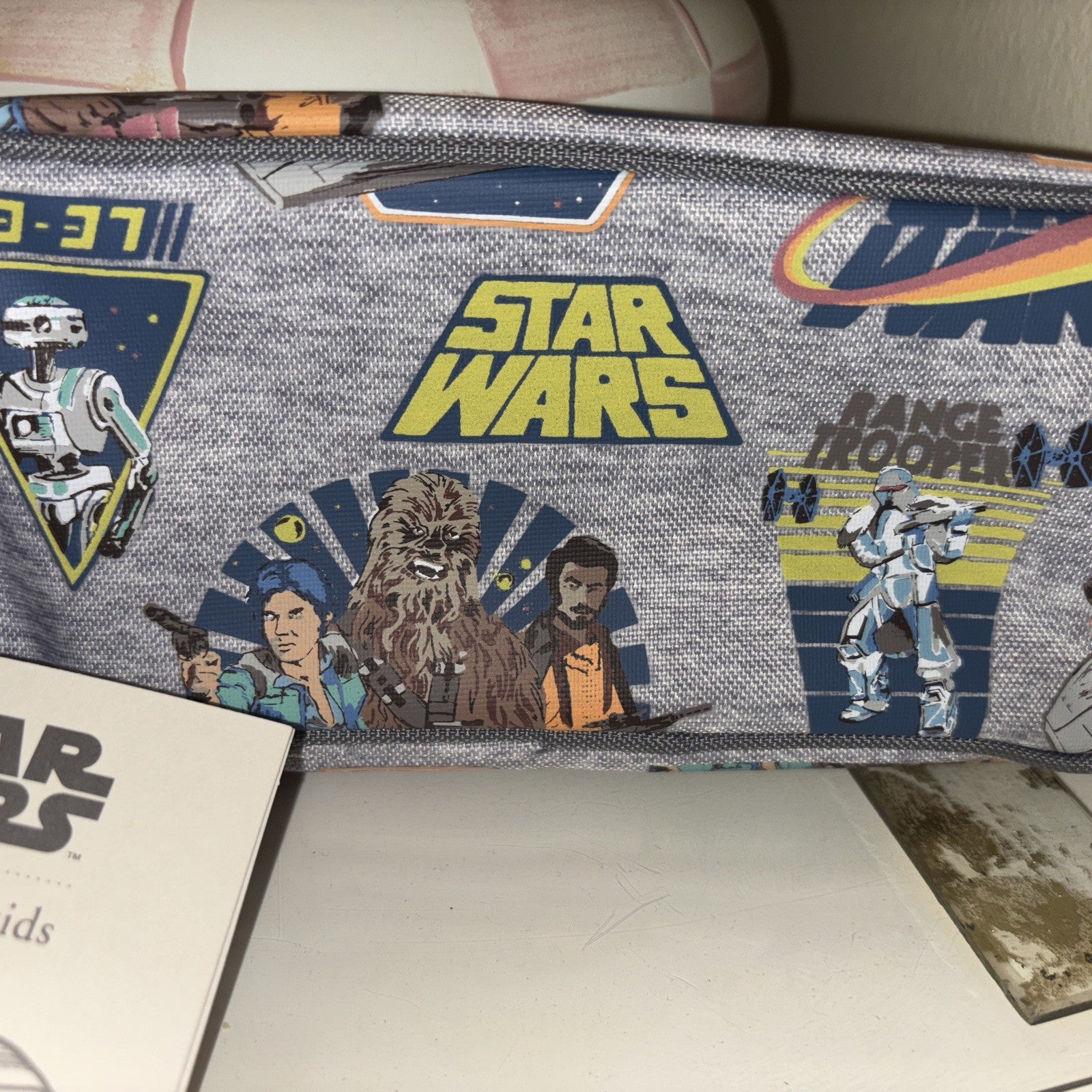 Pottery Barn School disney STAR WARS SOLO PENCIL CASE superhero Travel Bag Boy .