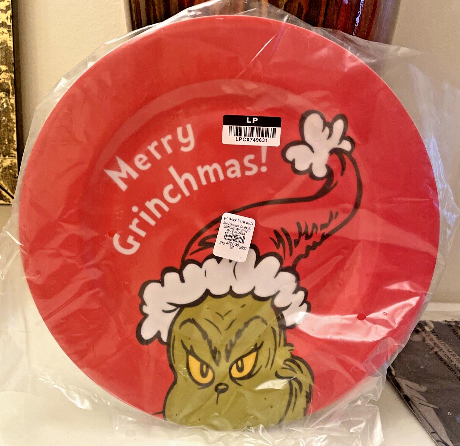Pottery Barn GRINCH Christmas PLATE holiday Dr Seuss Disney party kid a