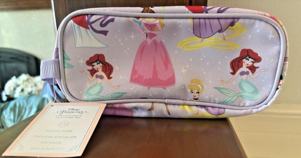 Pottery Barn School DISNEY Princess pencil CASE bag Cinderella Belle Ariel ./
