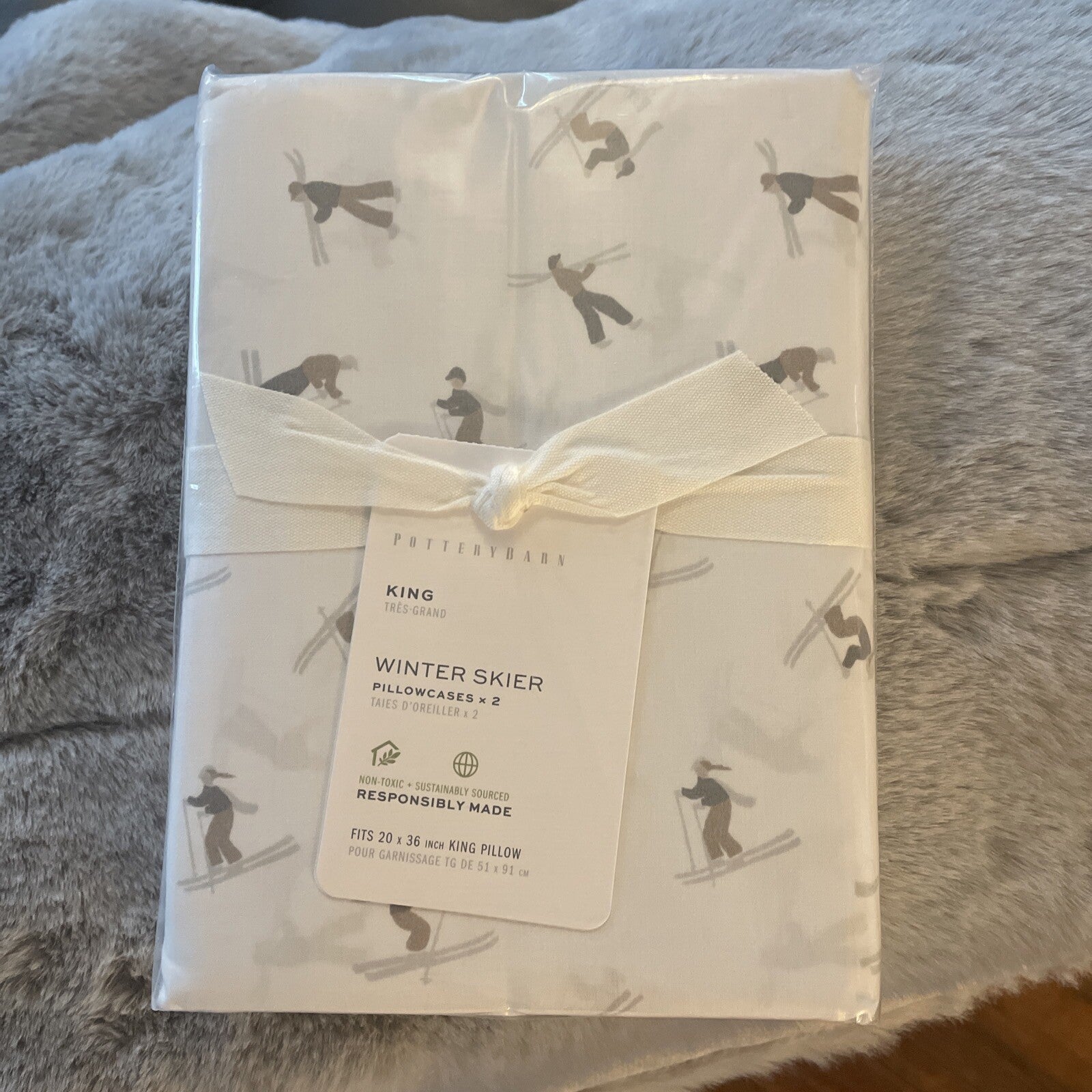 Pottery Barn holiday pillowcase Christmas Disney lodge deer gift ski Kid SET 2 "