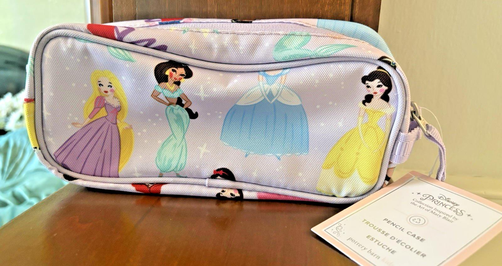Pottery Barn School DISNEY Princess pencil CASE bag Cinderella Belle Ariel ./