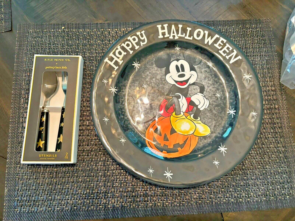 Disney Pottery Barn holiday Mickey Halloween Peanuts Dinner Party  Plate SET 8 !