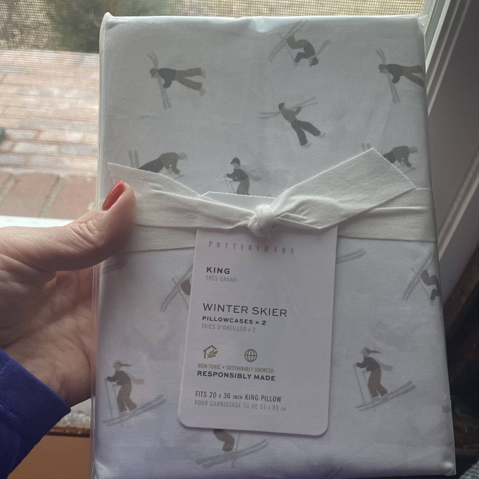 Pottery Barn holiday pillowcase Christmas Disney lodge deer gift ski Kid SET 2 "