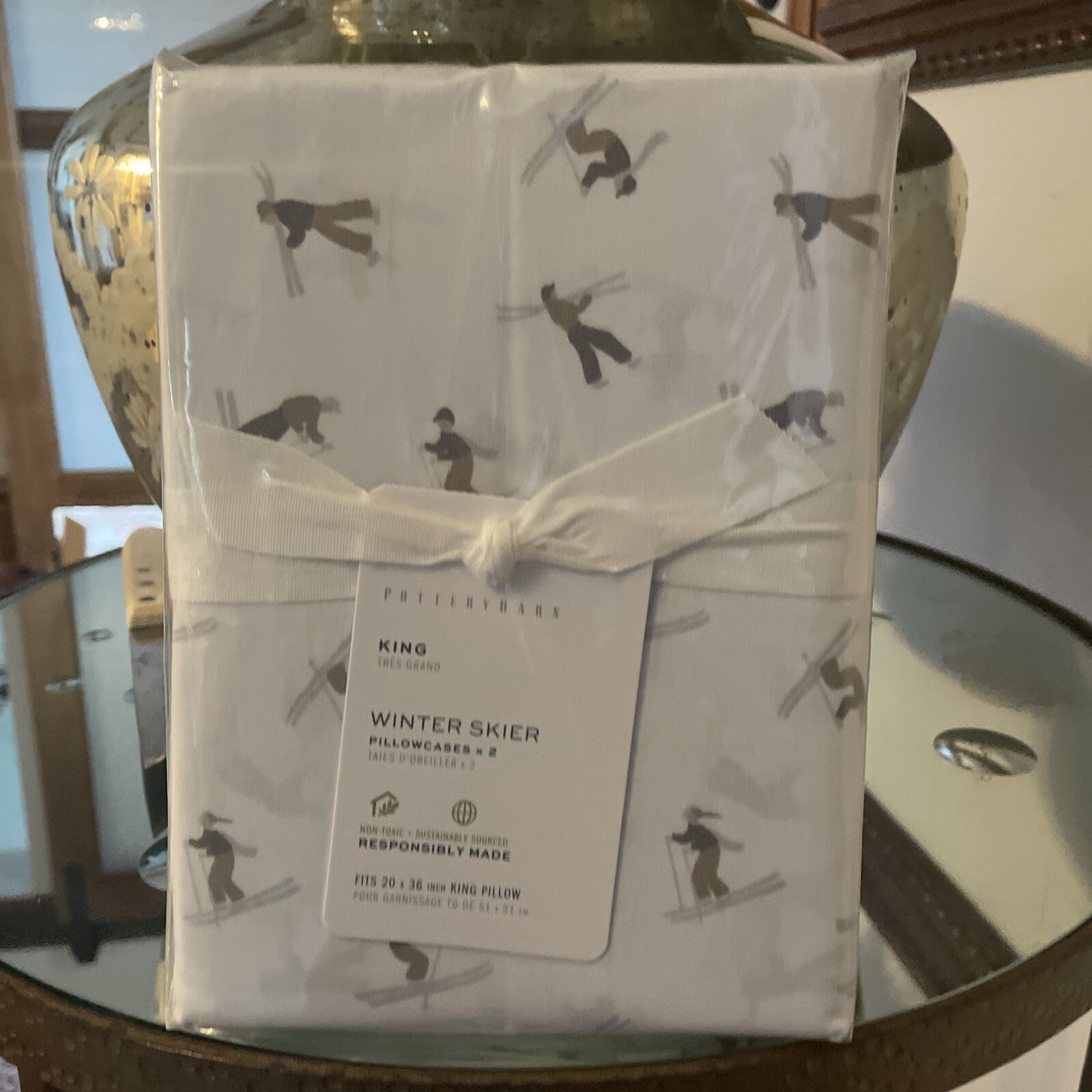 Pottery Barn holiday pillowcase Christmas Disney lodge deer gift ski Kid SET 2 "