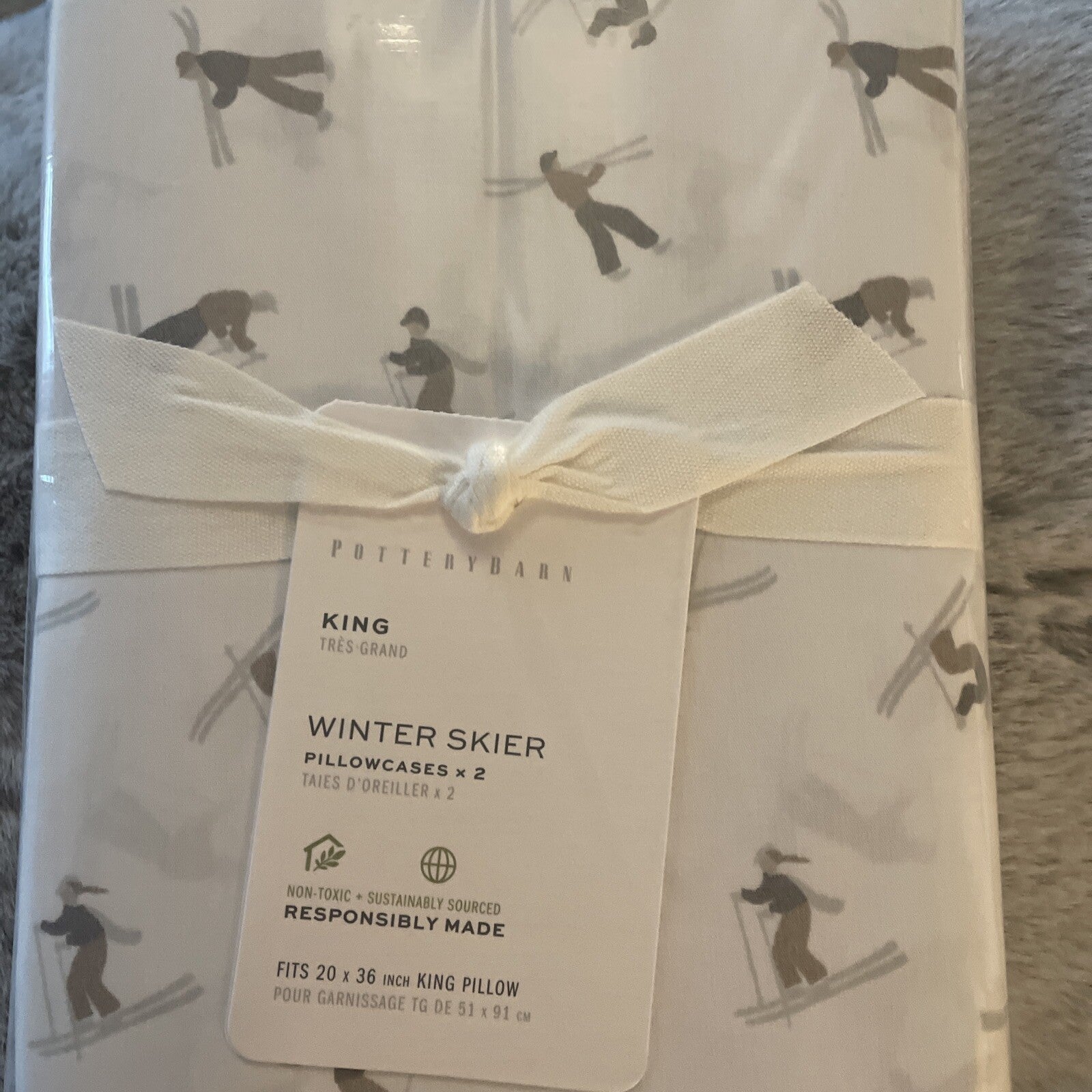 Pottery Barn holiday pillowcase Christmas Disney lodge deer gift ski Kid SET 2 "