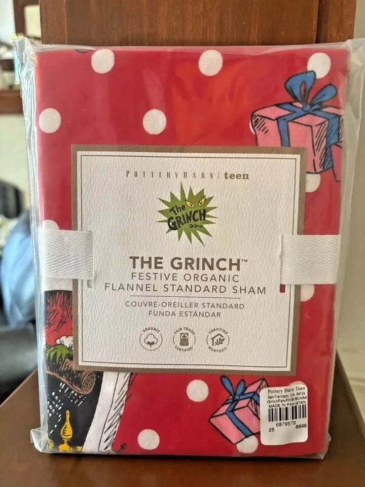 Pottery Barn Grinch Christmas Dr Seuss Holiday Gift party Disney pillow Sham -