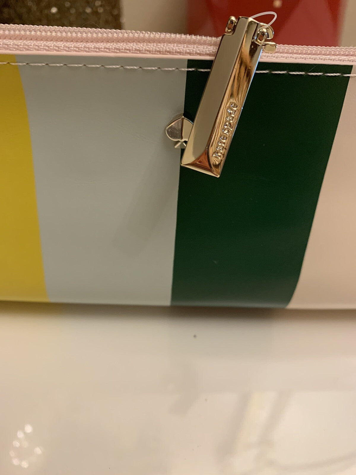 Kate Spade School Pencil Case bag gold pencil eraser ruler girl college teen =