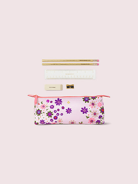 Kate Spade School Pencil Case bag gold pencil eraser ruler girl college teen =