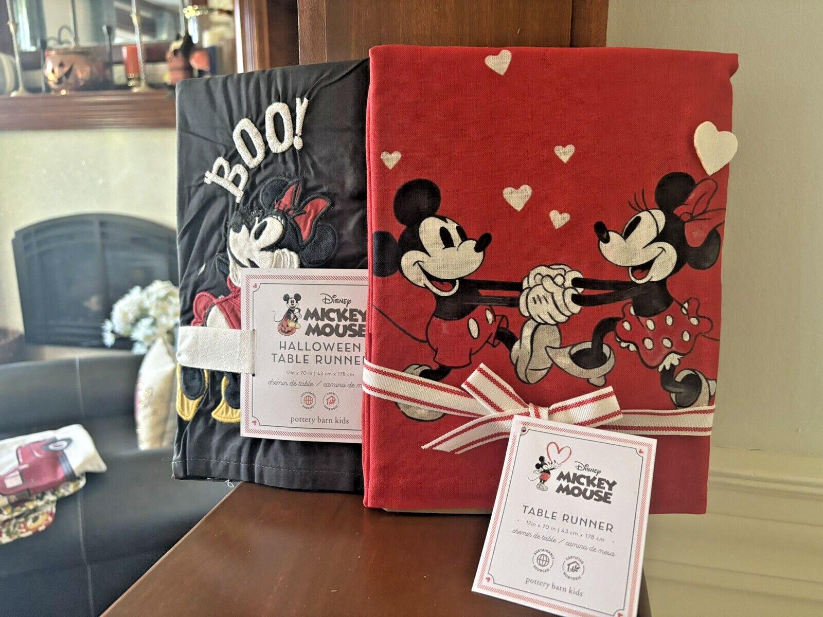Disney Pottery Barn Mickey Mouse Holiday Table runner party halloween SET 2 n