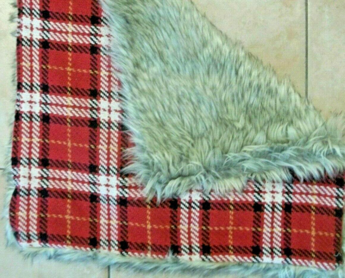 Pottery Barn holiday Plaid Pillow Cover Disney Fur party gift red Sham mom `