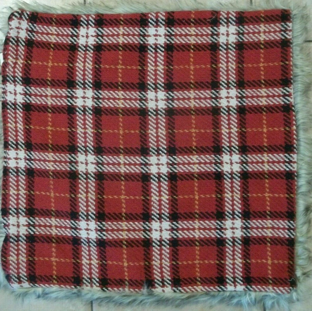 Pottery Barn holiday Plaid Pillow Cover Disney Fur party gift red Sham mom `